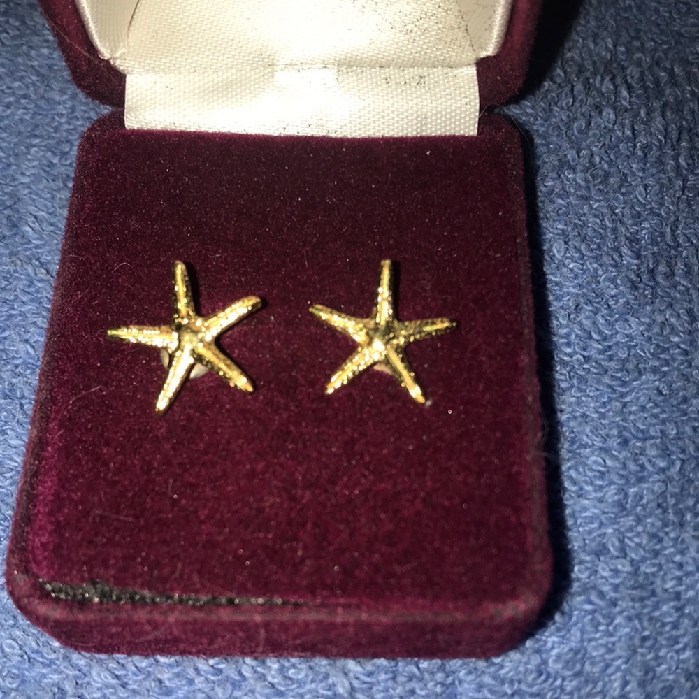 Gold-Tone Starfish Earrings, like new